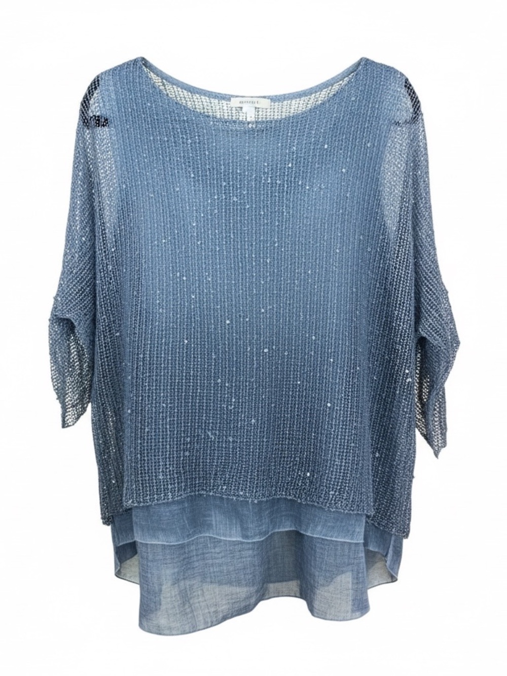 Light Blue Women's Knit Overlay Top